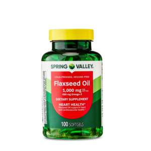 Spring Valley Flaxseed Oil Softgels Dietary Supplement, 1,000 mg, 100 Count