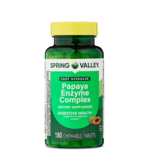 Spring Valley Papaya Enzyme Complex Chewable Tablets Dietary Supplement, Digestive Health, 180 Count