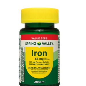 Spring Valley General Health & Wellness Iron Tablets Dietary Supplement Value Size, 65 mg, 200 Count