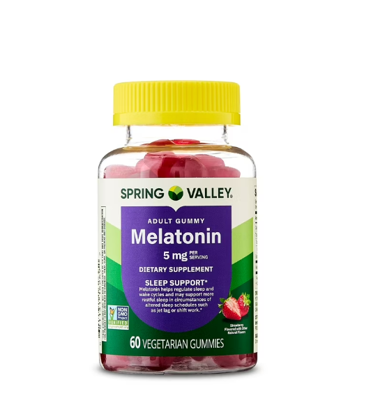 Spring Valley Melatonin Dietary Supplement Gummies, Strawberry, 5 mg, 60 Count